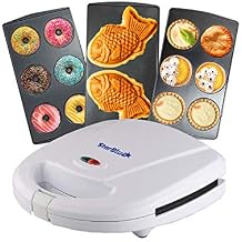 Mini-Donuts Maker, Mini-Pie and Quiche Maker, Taiyaki Maker 3 in 1 Three Slices Detachable Dessert Maker by StarBlue White AC 110-120V 50/60Hz 700-800W