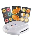 Mini-Donuts Maker, Mini-Pie and Quiche Maker, Taiyaki Maker – 3 in 1 Three Slices Detachable...