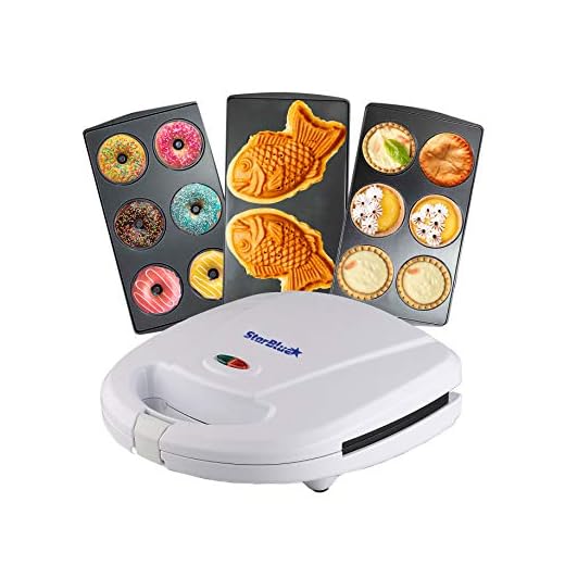 Mini-Donuts Maker, Mini-Pie and Quiche Maker, Taiyaki Maker – 3 in 1 Three Slices Detachable Dessert Maker by StarBlue, Wonderfully non-stick Plates, Cool-Touch Dessert Factory – White AC 110-120V 50/60Hz 700-800W