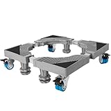 DUPDMKIN Grey Compact Mini Fridge Stand, 660 pound Load Capacity, Stainless Steel & PVC, 2 Rubber Wheels, Stacked-Washer-and-Dryer-Units