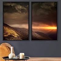 2 Piece Framed Canvas Wall Art Sunset in The Mountains Canvas Prints Home Artwork Decoration for Living Room,Bedroom - 16