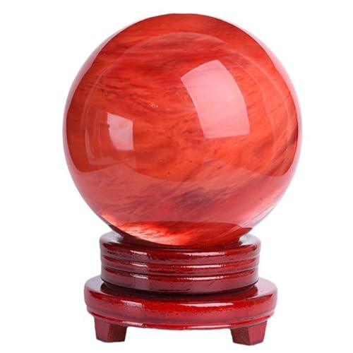 Red Crystal Ball Smelting Stone Ball Home Decoration Melting Quartz Crystal Gemstone for +Base,red Crystal ball-26cm
