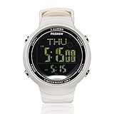 Teenagers Sport Watch | Multifunctional Wrist Clock | Digital Display | 3ATM Waterproof| EL Backlight | Stopwatch | Chronograph | 3 Alarms | Chime | PU Strap for Boys Girls (White)