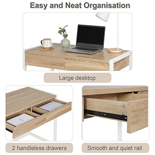 WOLTU® Schreibtisch TSG27hei Computertisch Bürotisch Arbeitstisch PC Laptop Tisch, in Melamin, mit 2 Schubladen, aus… – Bild 5