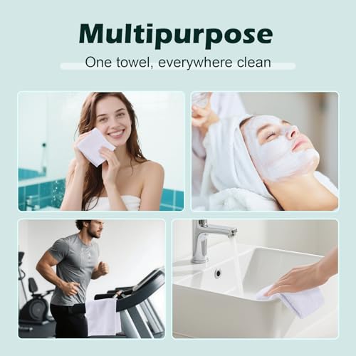 Image of White Washcloths 15 Pack, Highly Absorbent & Quick Drying Face Towels | Face Towels, Soft Bath Towels, Multi-Purpose Microfiber Wash Cloths for Bathroom, Hotel, Spa, Gym and Kitchen, 12x12 inches