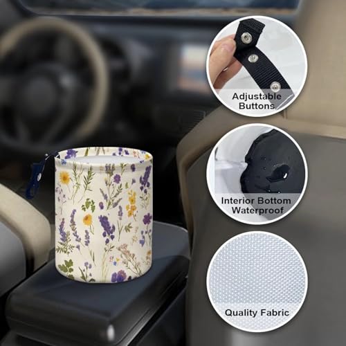 Image of 1pc Printed Car Trash Can, Flower Kitchen Camping Trash Can,Waterproof Trash Can, Women's Car Accessories, Car Seat Back Use Car Interior Accessory Storage Bag