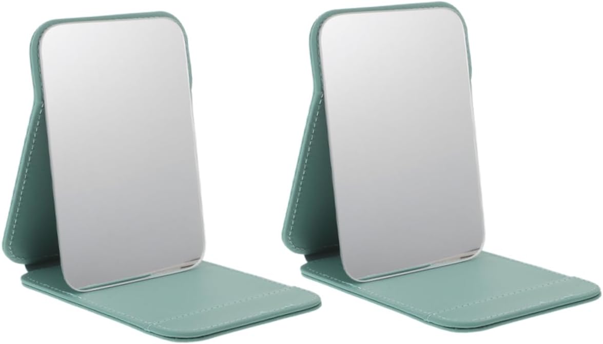 SOIMISS 2pcs Portable Folding Makeup Mirror with Stand for Dorm Bedroom Bathroom for Travel and Home Desk Use Compact Space Saving Design