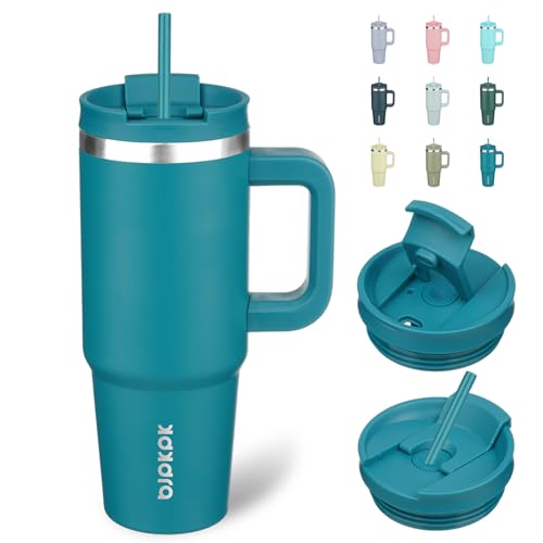 BJPKPK 30 oz Insulated Tumbler With Lid And Straw Stainless Steel Tumblers Cup With Handle For Women And Men,Laguna