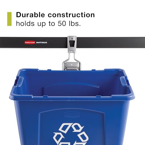 Image of Rubbermaid Garage Fasttrack Recycling Bin Wall Mounted Recycling System Holds up to 50 pounds Blue /Satin Nickel for Home /Garage