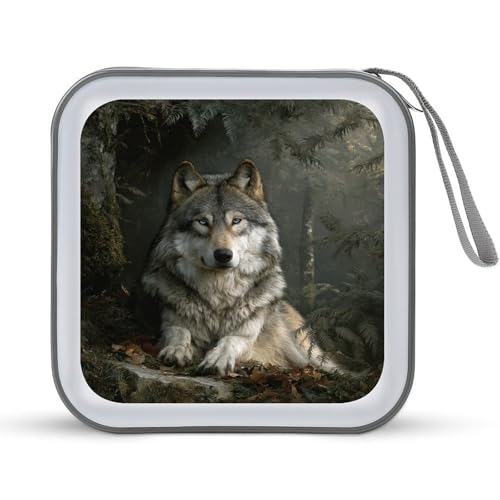 DuduYH Majestic Wolf in The Forest CD Case DVD Storage Case Portable for Car Home Travel