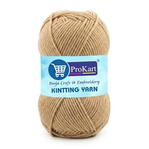 Image of ProKart Premium 4-Ply Woolen Knitting Yarn | 100g Sand Brown Hand Crochet Soft Wool for Sweaters, Scarves, Hats, Baby Clothes & DIY Craft Accessories (1 Ball x 100g) - PRO21
