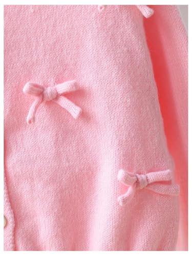 WDIRARA Girl's Cute Bow Cardigan Sweaters Button Up Ruffle Long Sleeve Knit Outerwear3