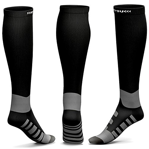 Compression Socks Men Women for Edema, Varicose Veins, Diabetic Socks Black Grey M