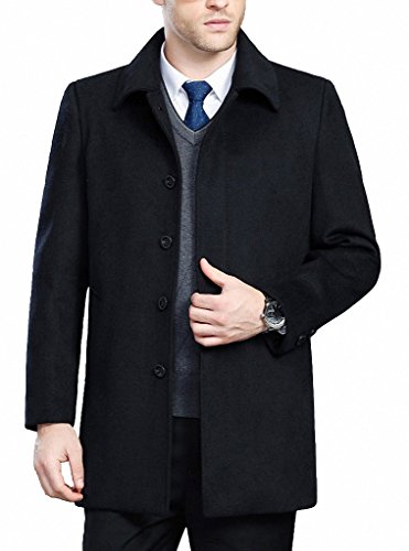 Image of Men's Classical Bussiness Style Single Breasted Plaid Wool Coat #00220237