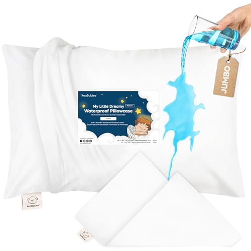 Image of KeaBabies 14x20 Waterproof Toddler Pillowcase, 1pk Pillow Case (Soft White, Jumbo)