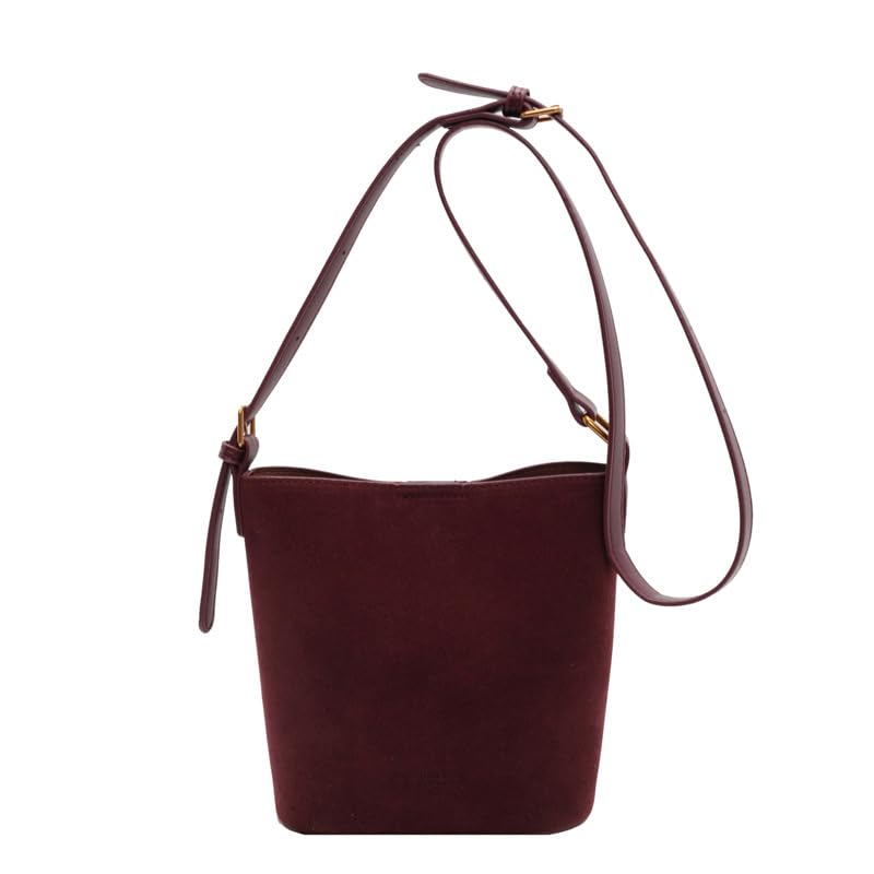 Brown Suede Bag for Women - Burgundy Wine Purse, Small Crossbody Mini Bag for Fall
