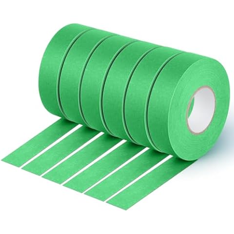 NETEHA 6 Rolls Painters Tape Masking Tape 0.78 Inch x 55 Yard, Heat Resistant No Residue Automotive Adhesive Tape for Automotive Paint and DIY Paint Projects (Green) Cover