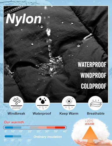 PEHMEA Women Mid-Length Puffer Hooded Jacket Winter Padded Warm Coat Thicken Outerwear Coats3