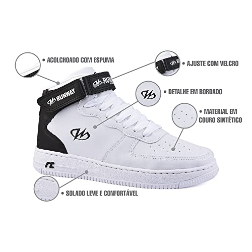 Tênis Sneaker Estilo Retrô Runway Sportwear Masculino Tamanho:40;Cor:Branco e Preto