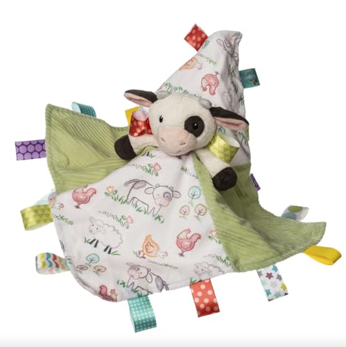 Image of Taggies Lovey Stuffed Animal Security Blanket Plush Soft Snuggle Toy with Sensory Tags, 13 x 13-Inches, Buttercup Cow