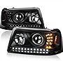 Spec-D Tuning LED Light Bar Black Housing Clear Lens Projector Headlights w/LED Signal Compatible with 2001-2011 Ford Ranger Left + Right Pair Headlamps Assembly