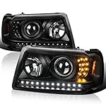 Spec-D Tuning LED Light Bar Black Housing Clear Lens Projector Headlights w/LED Signal Compatible with 2001-2011 Ford Ranger Left + Right Pair Headlamps Assembly