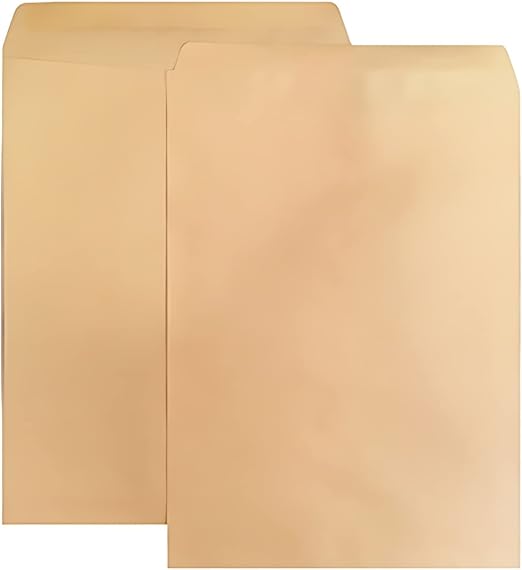 100 ShippingMailers 9 x 12 Kraft Catalog Envelopes/w Gummed Closure