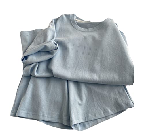 Survêtement surdimensionné en pur coton bleu clair haut de gamme