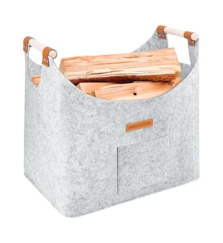 XL Brennholzkorb Filzkorb Extra dicker Filz und verstärkter Griff |...