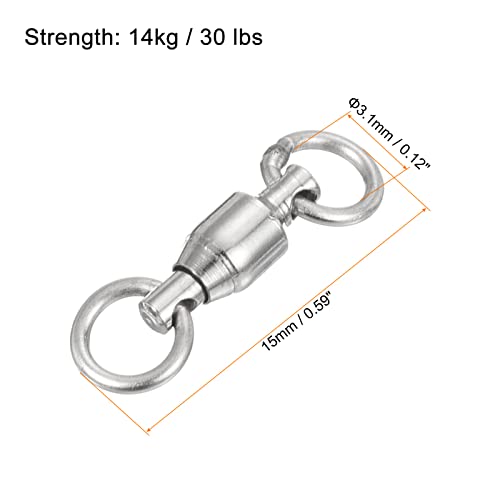 PATIKIL Ball Bearing Swivel, 10 Pack 30lb Carbon Steel Solid Welded Ring Fishing Tackle Connector, Silver - Image 2