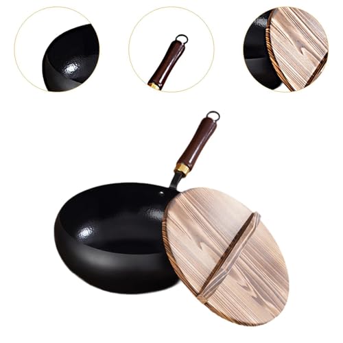 Wok de hierro antiadherente 28 cm con mango de madera miniatura 2