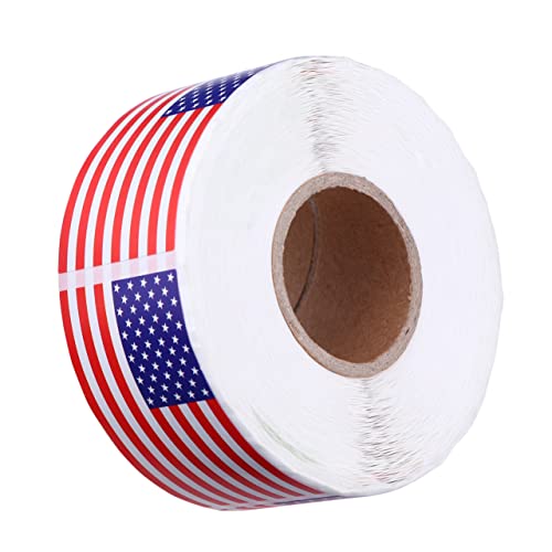 Tofficu 1 Rolo/500 Pçs Adesivo De Bandeira Americana Adesivos De Bandeira Americana Adesivos À Prova