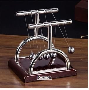 Rexmon Newton Cradle Pendulum - Metal Perpetual Motion Toy & Swing Balance Collision Ball Decoration Figurine with Polished Plastic Base & Nylon Strings for Office Classic Desk Toy (B0C1T56R54) Amazon Price History, Amazon Price Tracker