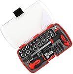 38-Piece Ratcheting Screwdriver Sets nut Driver Set Magnetic Torx Slotted Phillips Square Muti Screwdriver Bits Sockets Set T-Handle Rachet Tools Set Basic Tool Kit for Home Repair Dorm Mechanics