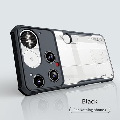 Image of for Nothing Phone 3 Case Ultra-Thin Cover Soft TPU Bumper + Acrylic Clear Back Military Grade Airbags Shookproof Drop Protection for Nothing Phone (3),Black