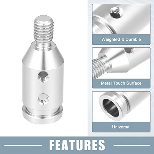 A Absopro Gear Shift Knob Adapter Kit Universal With 4 Plastic Hoses Non Threaded Lever Cover Head Aluminum Alloy Silver Tone #TOP4