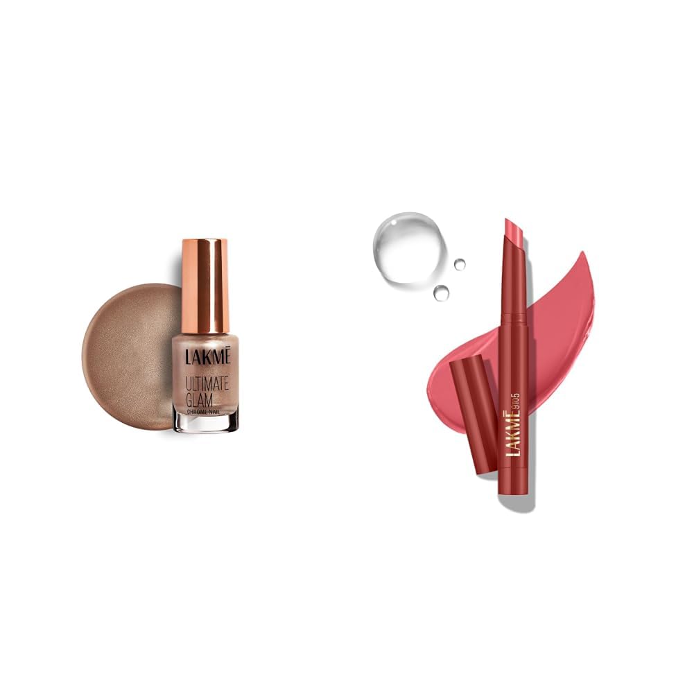 LAKME Ultimate Glam Chrome Nail Paint, Brown 6ml Lakme 9 to 5 Forever Matte Lip Crayon, Chic Nude 1.1g-picture-51