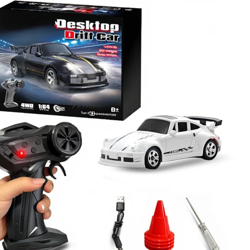 Image of RC Drift Car, 1 /64 Mini RC Remote Control Car, 2.4GHz Full Proportional RTR High Speed Micro Sports Racing Drift, 4WD HobbyFast Race Vehicle with Lights, Model Toys Gift for Kids, Boys, Adults
