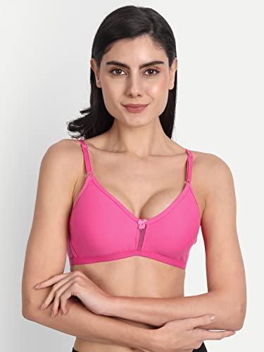 Image of Women's Full Coverage Cotton Blend Bra | Wired Free Lightly Padded Everyday Wear Bras | Soft Breathable Comfortable T-Shirt Bra | Adjustable Straps Lightweight Daily Inner wear for Women Pack of 2