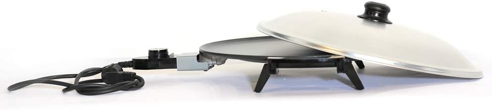 NIAT 16 inch Non-Stick Electric Grill, Mitad, Mogogo for Europe, Middle East and Africa. Comes with 220V Power Plug. Best for Injera, Pizza, Flatbread, Pita, Lefse & Dosa. Low Dome Cover is INCLUDED