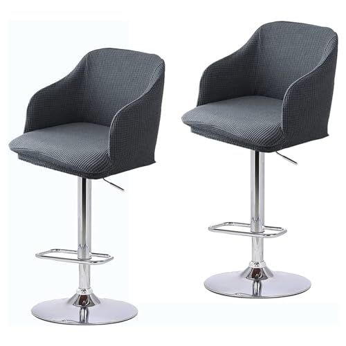 Fundas Elásticas For Sillas De Comedor Con Respaldo Curvo Y Reposabrazos – Protector De Altura De Mostrador En Forma De Arco For Cocina, Taburetes De Bar | Spandex Elástico Moderno, Lavable(Gray)