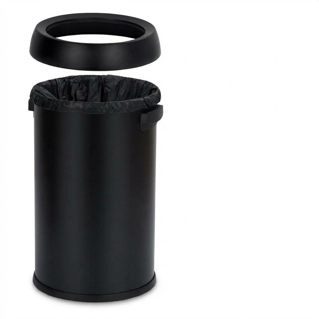17 Gallon (65L) Open Top Trash Can, Brushed 410/430 Stainless Steel Commercial Garbage Bin ,New PP& ABS Components, Sealed Oil Treatment, Large Capacity Waste Container for Kitchen, Office, Restaurant