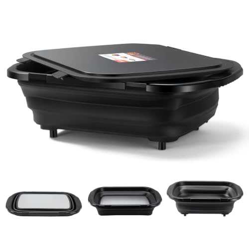 JEETEE Collapsible BBQ Prep Tub XL-Large with Titanium Cutting Board & Lid