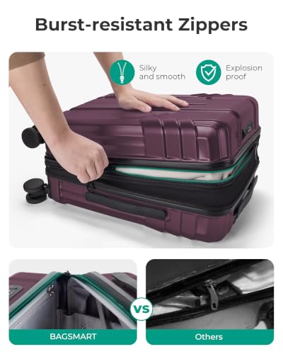 Image of BAGSMART Expandable Carry On Luggage 22x14x9 Airline Approved, Cherry Red | Spinner Wheels, TSA Lock, Lightweight Hard Shell, Suitcase,22x14x9 Airline Approved,