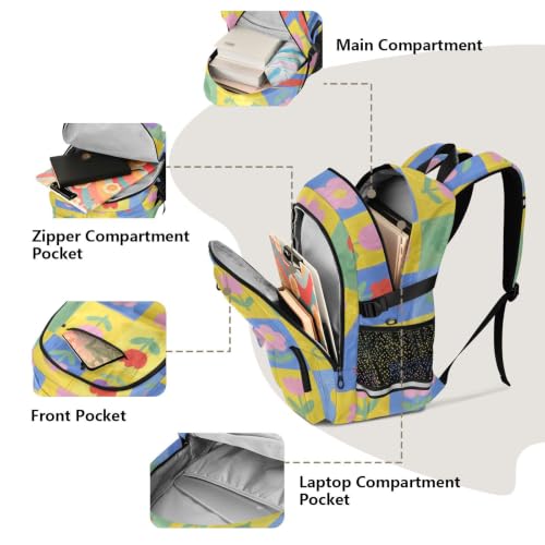 Mochilas de viaje florales con compartimentos amplios para estudiantes 5