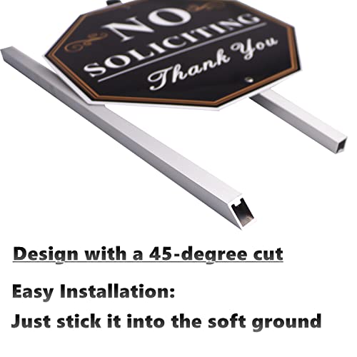 Heiokey No Soliciting Sign For Yard With 28 Inches Long Stake, 10 X 10 Inches No Soliciting Thank You Sign With Post, No Solicitors Sign Aluminum Yard Sign Outdoor For House Lawn Business (Black) #TOP4