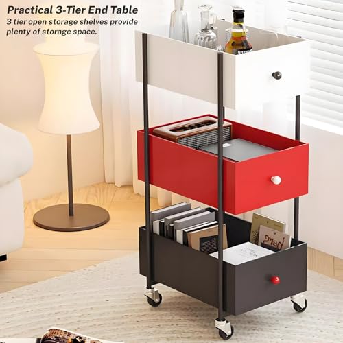 Mesa auxiliar de sofá móvil de estilo industrial para rincón de lectura y salón 4