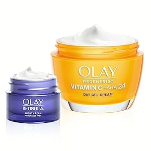 Olay Vitamin C & AHA24 Moisturiser, Face Cream with Vitamin C & AHA & Niacinamide, 50ml, Includes Olay Retinol Travel Size Night Cream, 15ml, Skin Care Sets & Kits Gifts for Women