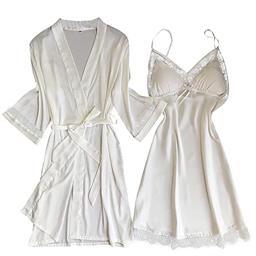 Camicia da notte da donna in raso con vestaglia da abbinare – Camicia da notte in raso da donna 2 pezzi – Set da notte cosypyjamas shortie pigiama in cotone notte notte petite pigiama loungewear set