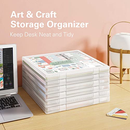 Ibune 4 Pack 12X12 Paper Storage Box, Scrapbook Storage Box For 12" X 12" Paper, Plastic Portable Project Case Slim Documents Paper Protector Storage Box, Size 12.4 X 12.8 X 1.1 In #TOP4